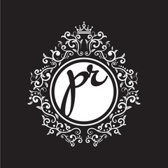 vintage circle initial logo