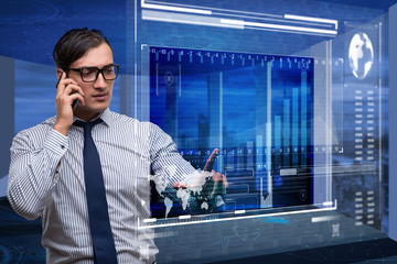 Businessman in stock exchange trading concept