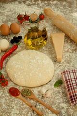 Ingredients for a vegetarian pizza