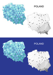 Poland map in geometric polygonal style. Abstract gems triangle.