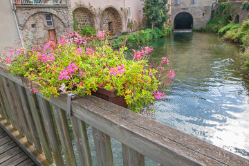 Fototapeta na wymiar bridge with decorative flowers