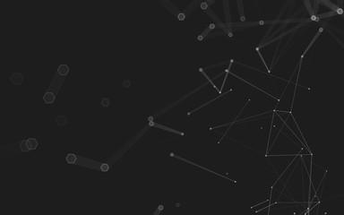 Abstract polygonal space low poly dark background, 3d rendering