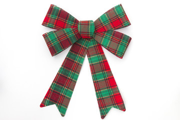 Red and green plaid holiday bow