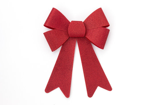 Shiny Red Holiday Bow On White