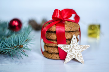 Christmas homemade decoration with cakes