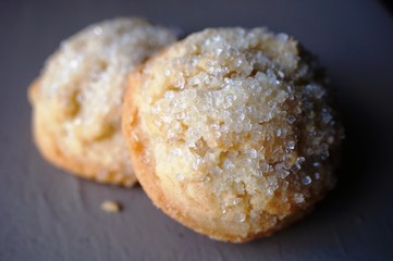 Two round homemade sugar cookies