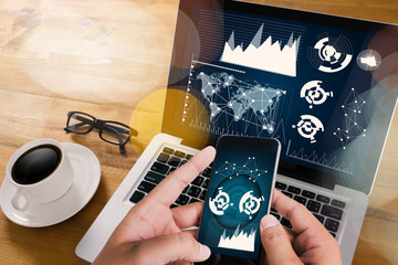 Business Team Workin economics and Graphs Interfaces market stoc