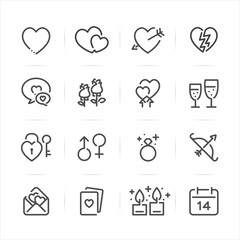 Valentine's Day icons with White Background 
