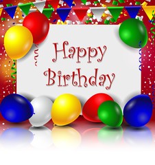 Birthday card with colorful balloons