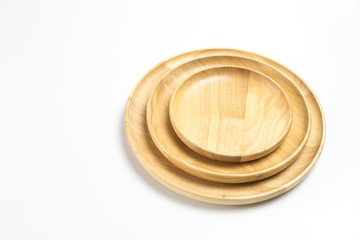 Wooden plates or trays isolated on white background (7)