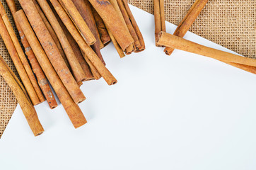 Cinnamon sticks with empty space.