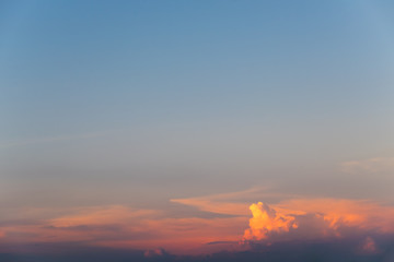 Colorful evening sunset with cloud in the sky. Twilight time bac