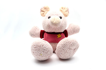 Pink teddy bear isolated on white background