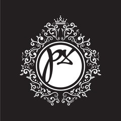 vintage circle initial logo