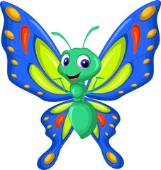 cute butterfly cartoon flying