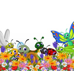 collection of insects in the flower garden