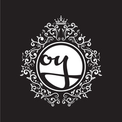 vintage circle initial logo