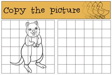 Educational game: Copy the picture. Little cute quokka smiles.