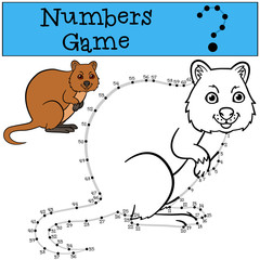 Educational game: Numbers game witn contour. Little cute quokka