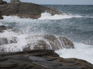 Waves Splashes on the rocks