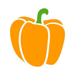Yellow or orange bell pepper or sweet capsicum flat icon for food apps and websites