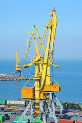Fototapeta premium Port cargo crane and metal
