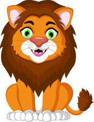 cute lion cartoon sitting