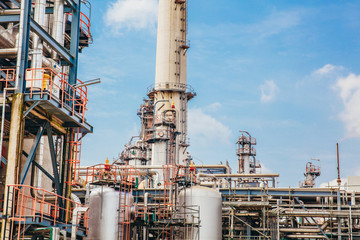Industrial zone,The equipment of oil refining,Close-up of industrial pipelines of an oil-refinery plant.