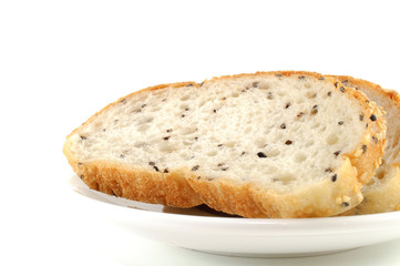 Sliced Sesame Bread On White Background