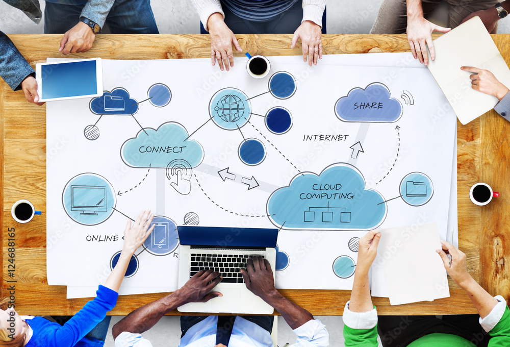 Wall mural cloud computing networking connecting concpet