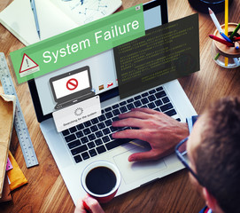 Fototapeta na wymiar System Failure Error Detection Defeat Concept