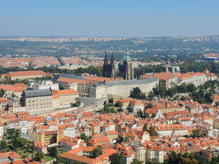 Fototapeta premium Prague is the capital of the Czech Republic. Political and cultural center of Bohemia. Historic center included in the Unesco World Heritage. Landscape from Petrin Tower to the castle.