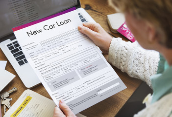 Naklejka premium New Car Loan Insurance Policy Protection Budget Concept