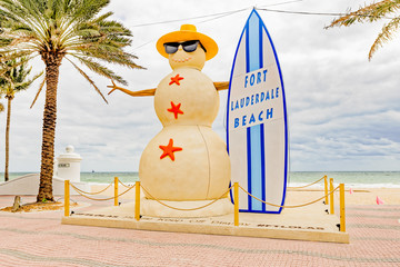 Florida snowman on Fort Lauderdale Beach