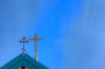 Crucifixes on the roof of an orthodox temple