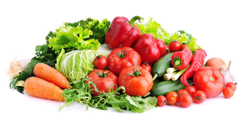 Fototapeta na wymiar Fresh vegetables on white background.Concept of healthy eating.