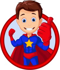 superhero cartoon thumb up on the frame