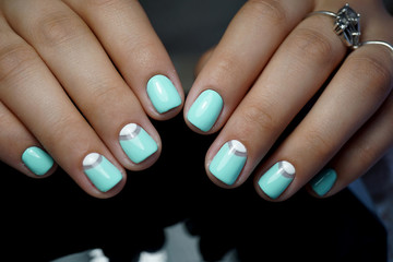 Awesome nails and beautiful clean manicure. Nails are natural. Manicure is made using nails drill machine.