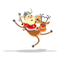 Santa Claus riding a reindeer