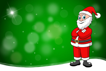 Weihnachtsmann Hintergrund in Grün mit Schneeflocken, copy space