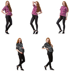 Fototapeta premium Pregnant woman in composite image isolated on white