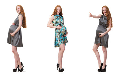 Fototapeta premium Pregnant woman in composite image isolated on white