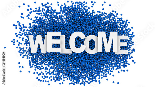 “Welcome sign over colorful background. 3d illustration.” Stock photo