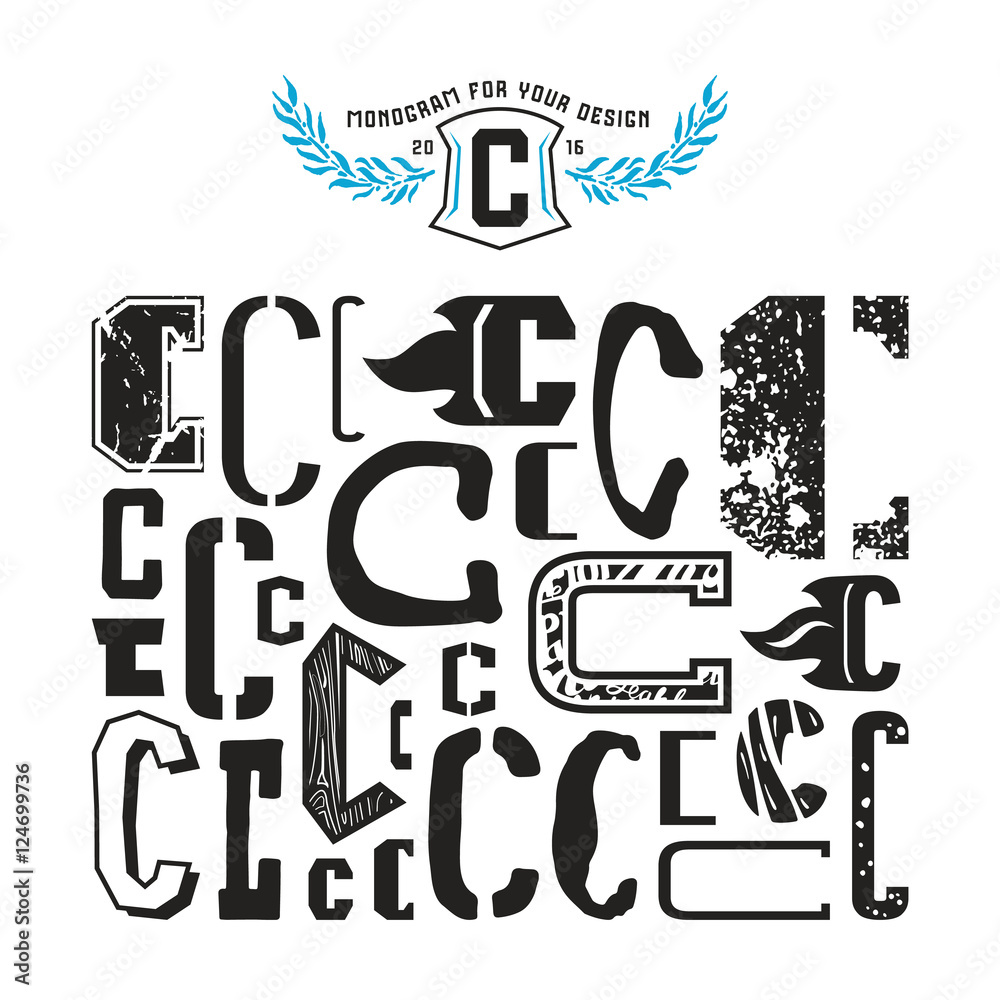 Fototapete stock vector set of monograms and initial letter c