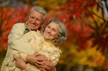 Senior couple in autumn park