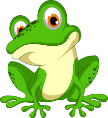 funny Green frog cartoon sitting - 124700547