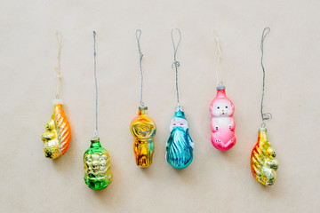 retro christmas and new year's toys