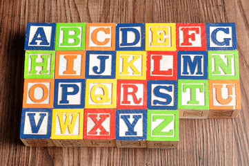 Colorful alphabet blocks A to Z