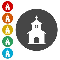 Church flat icon.Vector Circle button.Religious symbol 