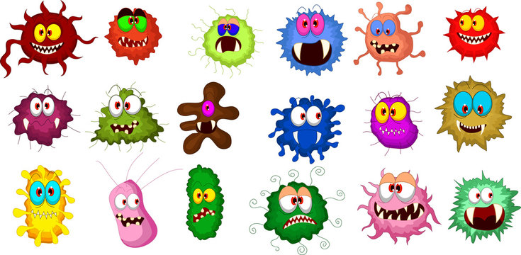 Cartoon bacteria collection set for you design